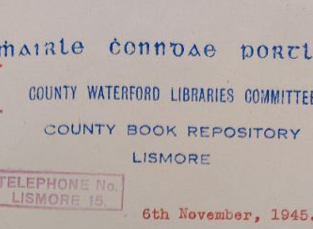 Letter from Fergus Murphy, Waterford County Library, 1945